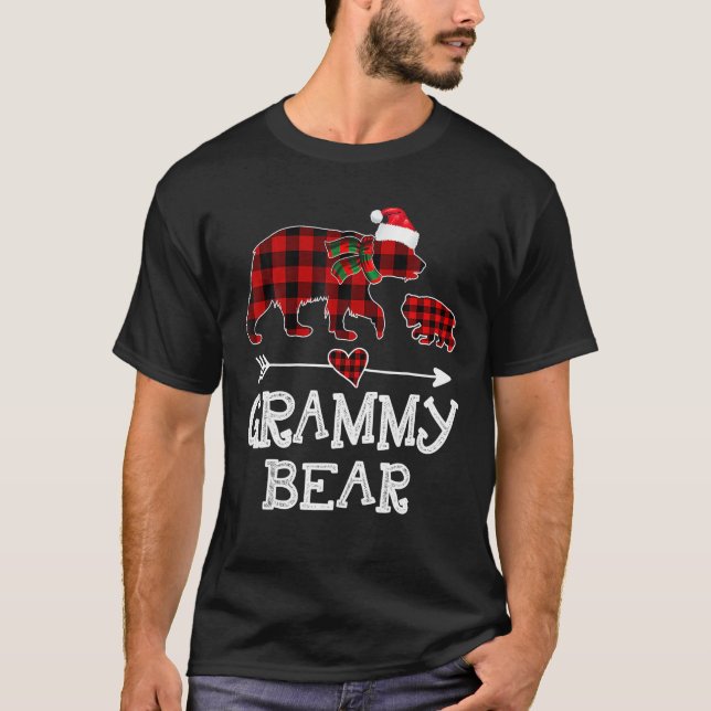 Camiseta Navidades De Oso Grammy Pajama Búfalo Rojo Por (Anverso)