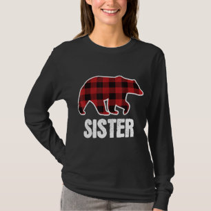 Camiseta Navidades de oso hermana Pajama Red Plaid Buffalo