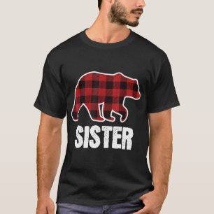 Camiseta Navidades de oso hermana Pajama Red Plaid Buffalo