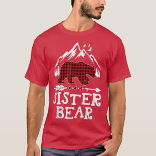 Camiseta Navidades de oso hermana Pajama Red Plaid Buffalo