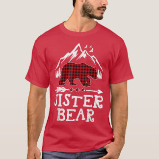 Camiseta Navidades de oso hermana Pajama Red Plaid Buffalo 