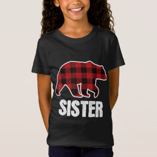 Camiseta Navidades de oso hermana Pajama Red Plaid Buffalo 