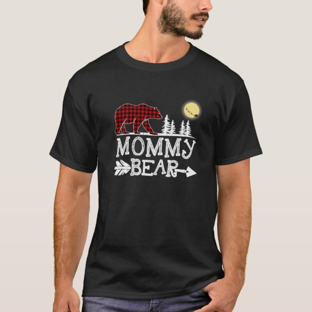 Camiseta Navidades de oso mami Pajama Red Plaid Buffalo (Anverso)