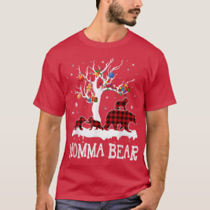 Camiseta Navidades de oso mami Pajama Red Plaid Buffalo Fam