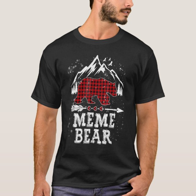 Camiseta Navidades De Oso Meme Pajama Plaid Buffalo Family (Anverso)