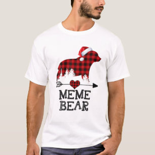 Camiseta Navidades De Oso Meme Pajama Red Plaid Buffalo Fam