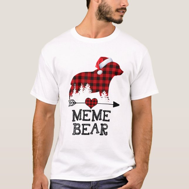 Camiseta Navidades De Oso Meme Pajama Red Plaid Buffalo Fam (Anverso)