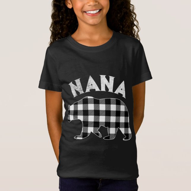 Camiseta Navidades De Oso Nana Con Búfalo Blanco Y Negro (Anverso)