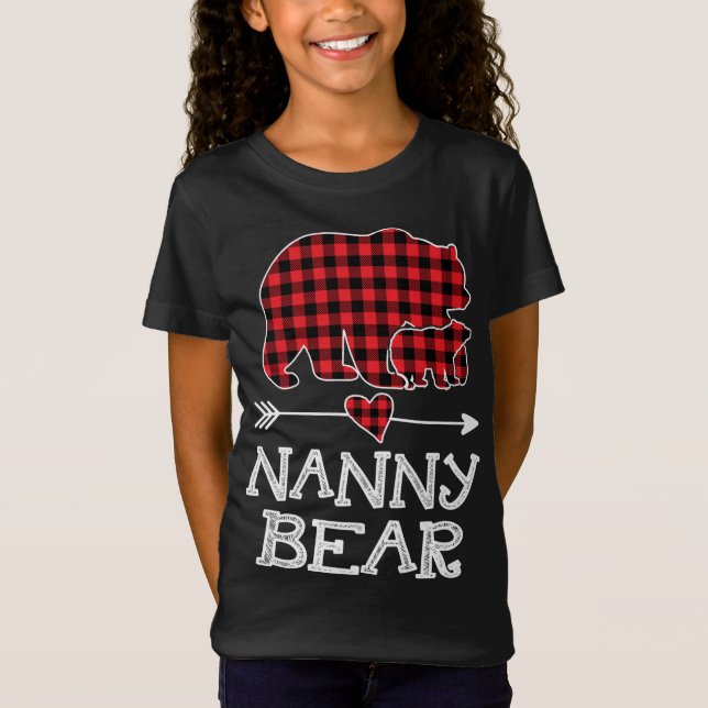 Camiseta Navidades de oso nana Xmas Pajama Red Plaid Buffal (Anverso)