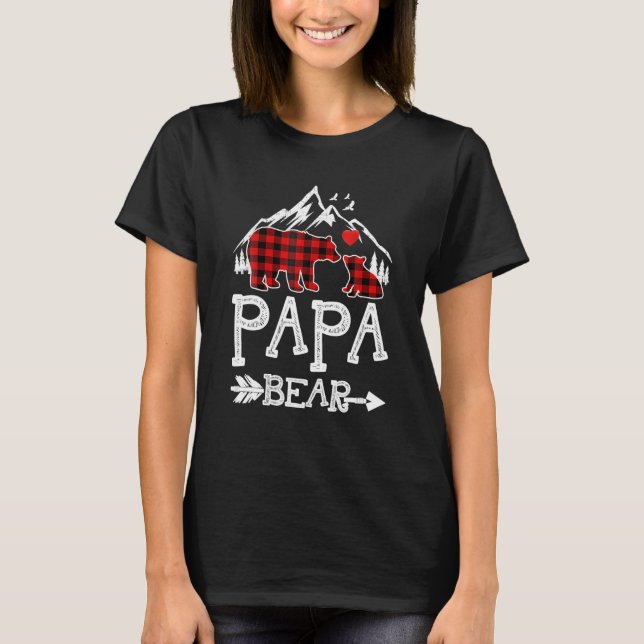Camiseta Navidades de oso Papa Pajama Red Plaid Buffalo (Anverso)