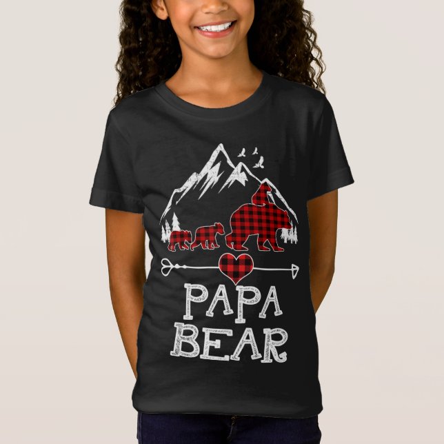 Camiseta Navidades de oso papá Pajama Red Plaid Buffalo Des (Anverso)