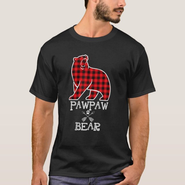 Camiseta Navidades de oso pawpaw Pajama Red Plaid Buffalo F (Anverso)