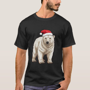 Camiseta Navidades de oso polar lindo alumbran Santa Hat Xm