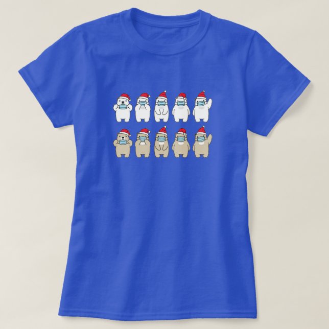 Camiseta Navidades de osos cortos máscara gorra (Diseño del anverso)
