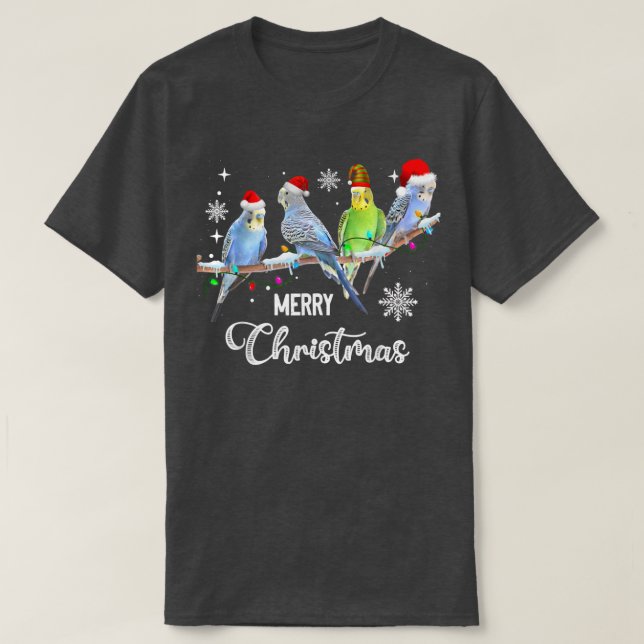 Camiseta Navidades de pájaros Budgerigar Budgie (Diseño del anverso)