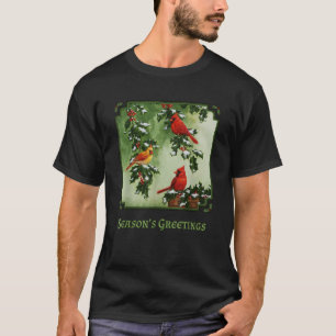 Camiseta Navidades de Pájaros Rojos Holly Berries deja