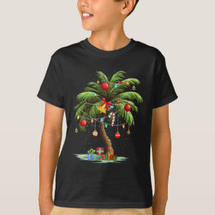 Camiseta Navidades de palmeras ligan la luz de las navidade