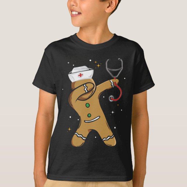 Camiseta Navidades de pan de jengibre enfermeras divertidas (Anverso)