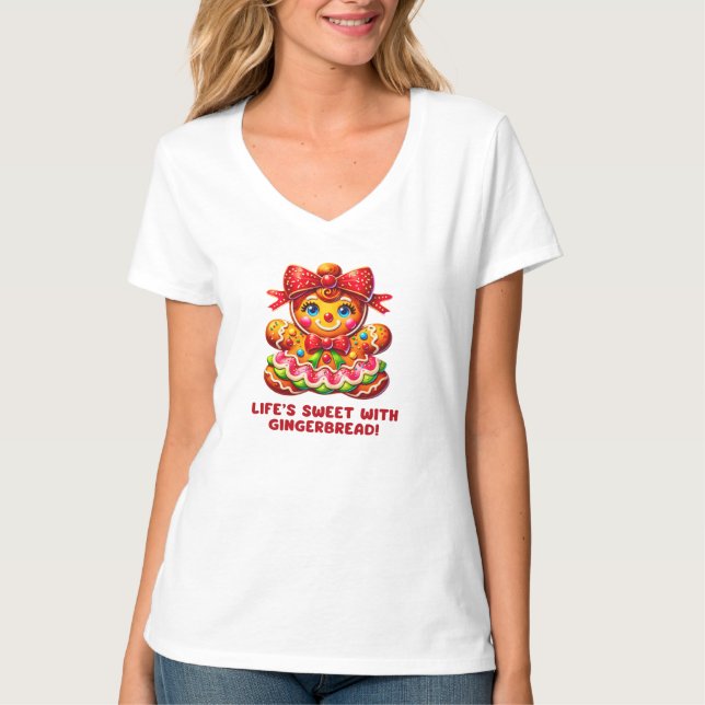 Camiseta Navidades de pan de jengibre, Feliz Navidad, dulce (Anverso)