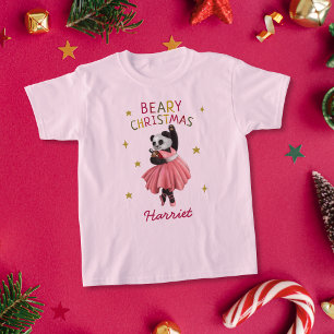 Camiseta Navidades de Panda bailando con ballet rosado