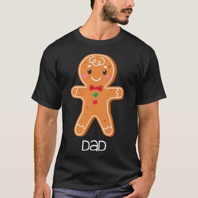 Camiseta Navidades de papá con pan de jengibre emparejando  (Anverso)
