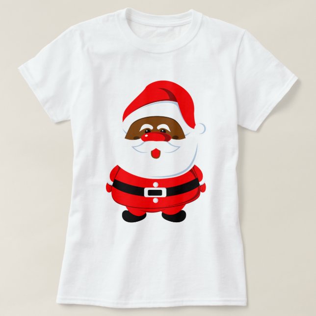 Camiseta Navidades de Papá Noel afroamericano (Diseño del anverso)