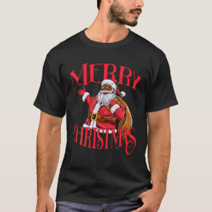 Camiseta Navidades de Papá Noel afroamericano T Shi