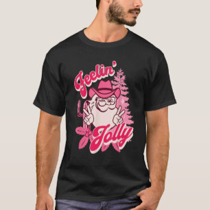 Camiseta Navidades de Papá Noel en rosa que sienten retro s