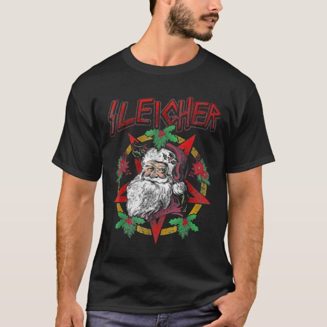 Camiseta Navidades de Papá Noel Metalizado y severo (Anverso)