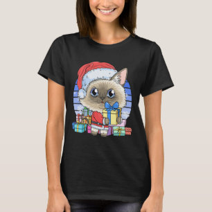 Camiseta Navidades de Papá Noel y el gato carismático siamé