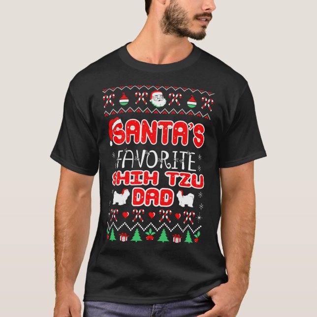 Camiseta Navidades de Papá Shih Tzu Favorito de Santa (Anverso)