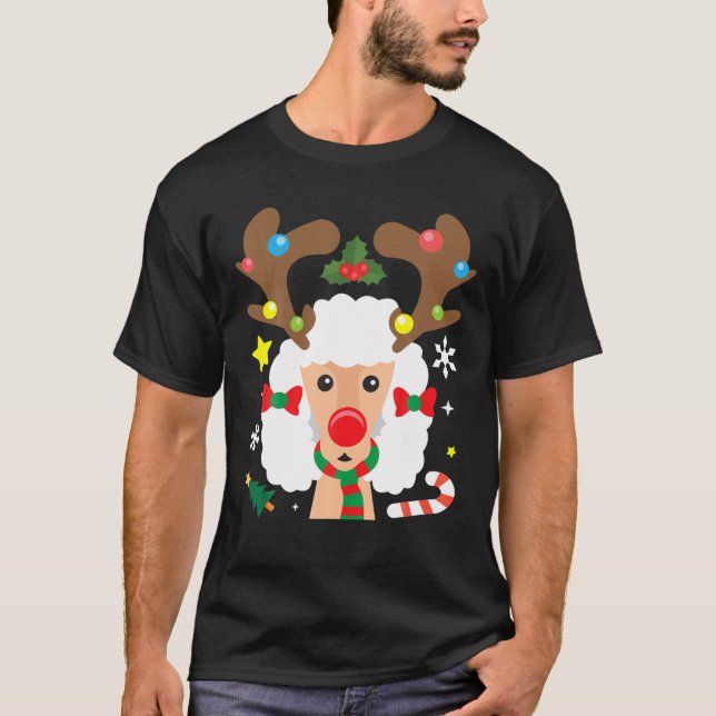 Camiseta Navidades de papá y papá de caniche de renos diver (Anverso)