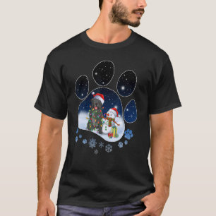 Camiseta Navidades de Papas de Perro Negro Tiras de Nieve N