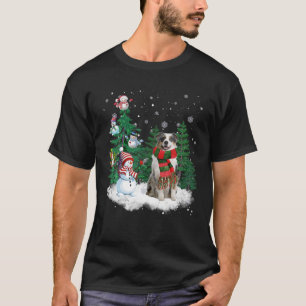 Camiseta Navidades de Pastor Australiano Snowman Xmas Tre