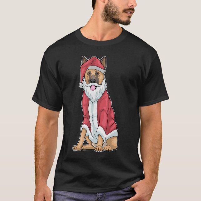 Camiseta Navidades de pastor de Alemania Santa hat (Anverso)
