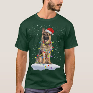 Camiseta Navidades de Pastor de Santa Alemania iluminan a m
