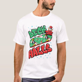 Camiseta Navidades de patinaje en patineta en los pasillos