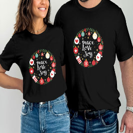 Camiseta Navidades de Peace Love Joy Wreath Festimes