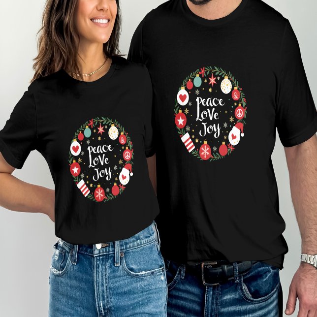 Camiseta Navidades de Peace Love Joy Wreath Festimes (Subido por el creador)