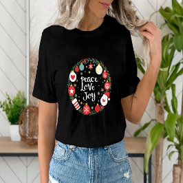 Camiseta Navidades de Peace Love Joy Wreath Festimes