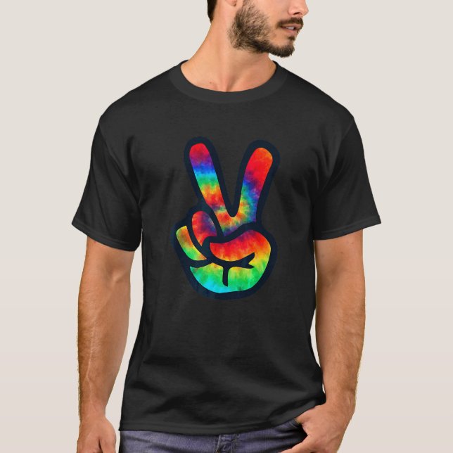 Camiseta Navidades de Peace Sign Hand Tie Dye Hippies (Anverso)