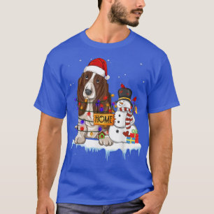 Camiseta navidades de perras en el cielo Snowman Xmas Luces