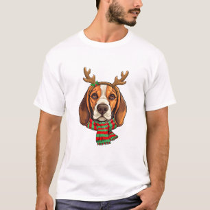 Camiseta Navidades de Perro Beagle renos Santa Hat Gracioso