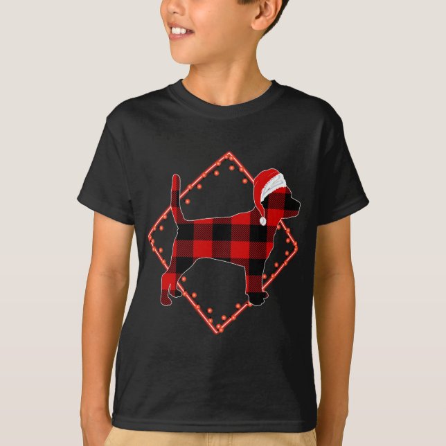 Camiseta Navidades de Perro Beagle Rojo (Anverso)