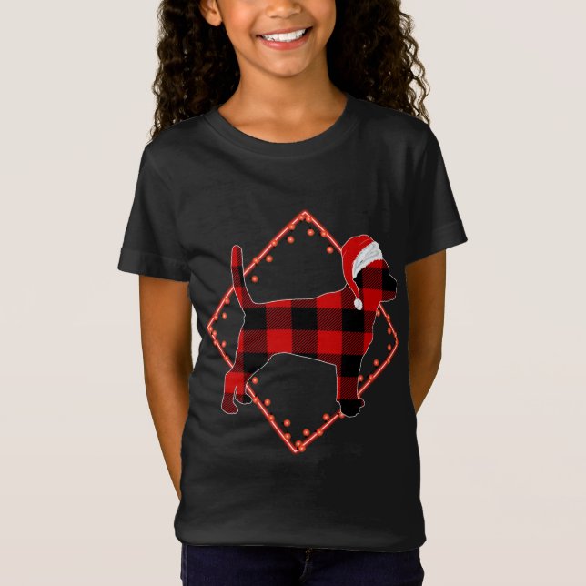 Camiseta Navidades de Perro Beagle Rojo (Anverso)