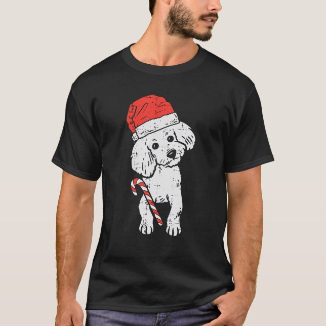 Camiseta Navidades de perro caniche de Santa Hat navidad ho (Anverso)