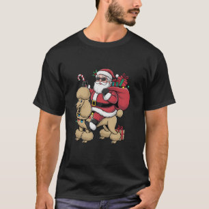 Camiseta Navidades de perro caniche de Santa Riding