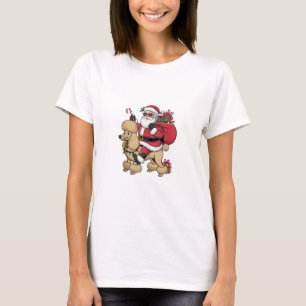 Camiseta Navidades de perro caniche de Santa Riding