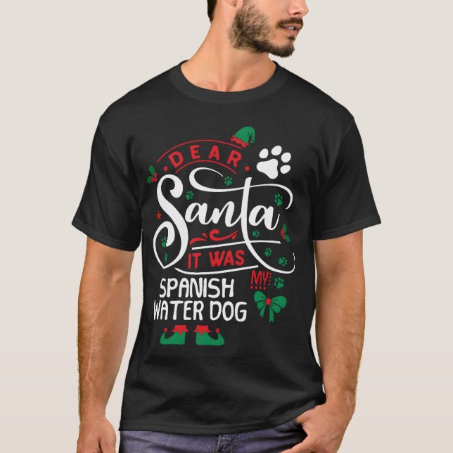 Camiseta Navidades de Perro de Agua Español Raza de perro f (Anverso)