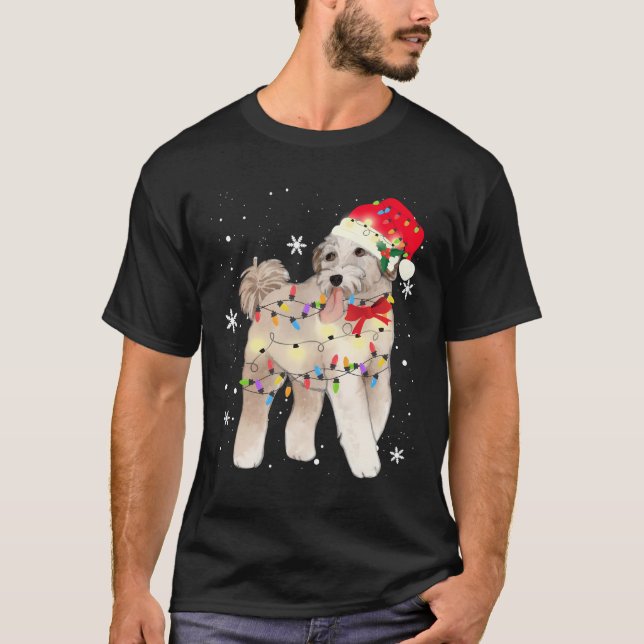 Camiseta Navidades de perro de Aussiedoodle encienden regal (Anverso)
